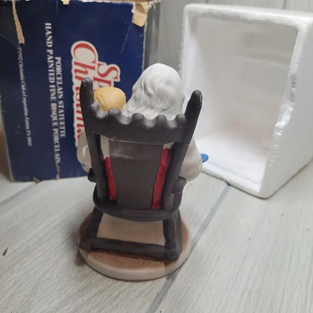Vtg 1982 Spirit Of Christmas Handpainted Porceline Santa Clause & Child Figurine